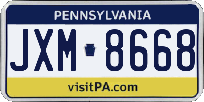 PA license plate JXM8668