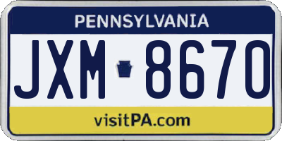PA license plate JXM8670