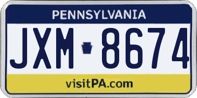 PA license plate JXM8674