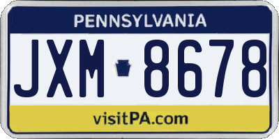 PA license plate JXM8678