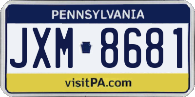 PA license plate JXM8681