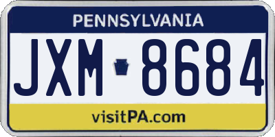 PA license plate JXM8684