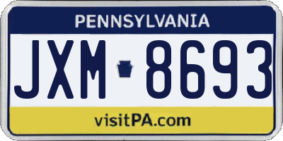 PA license plate JXM8693
