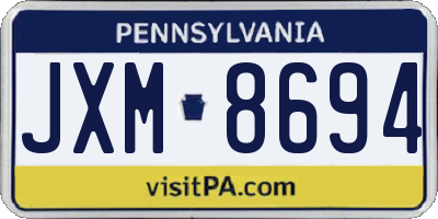 PA license plate JXM8694