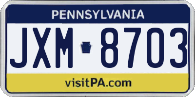 PA license plate JXM8703