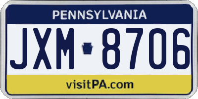 PA license plate JXM8706