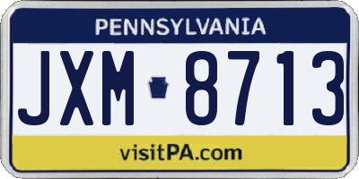 PA license plate JXM8713