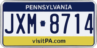 PA license plate JXM8714