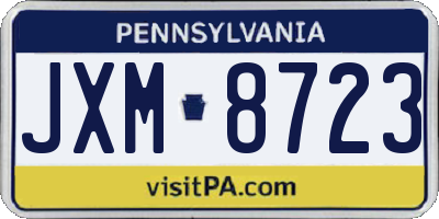 PA license plate JXM8723