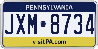 PA license plate JXM8734