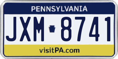 PA license plate JXM8741
