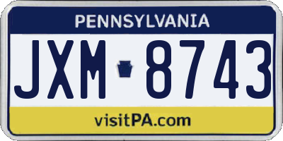 PA license plate JXM8743