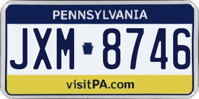 PA license plate JXM8746