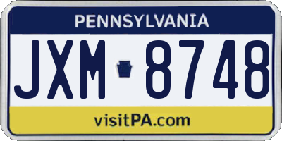 PA license plate JXM8748