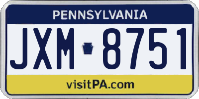 PA license plate JXM8751