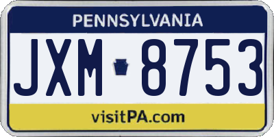 PA license plate JXM8753