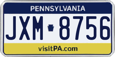 PA license plate JXM8756
