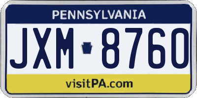 PA license plate JXM8760