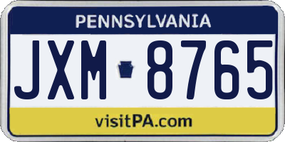 PA license plate JXM8765