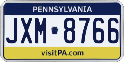 PA license plate JXM8766