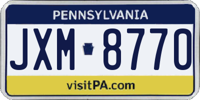 PA license plate JXM8770