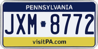 PA license plate JXM8772