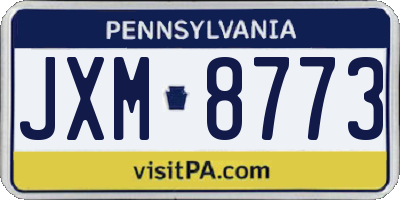 PA license plate JXM8773