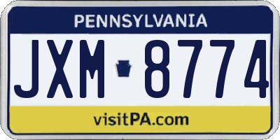 PA license plate JXM8774