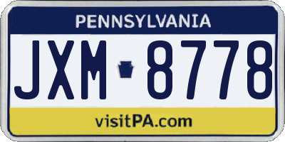 PA license plate JXM8778
