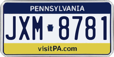 PA license plate JXM8781