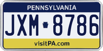 PA license plate JXM8786