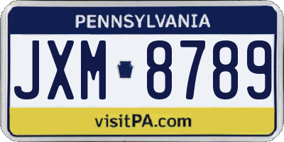 PA license plate JXM8789