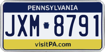 PA license plate JXM8791