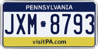 PA license plate JXM8793