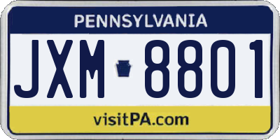 PA license plate JXM8801