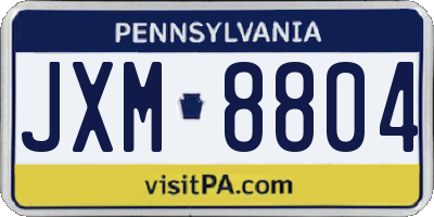 PA license plate JXM8804