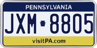 PA license plate JXM8805