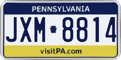 PA license plate JXM8814