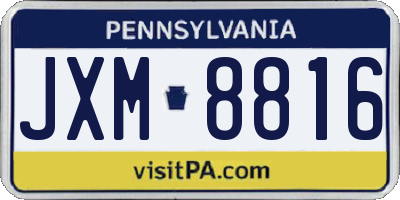 PA license plate JXM8816