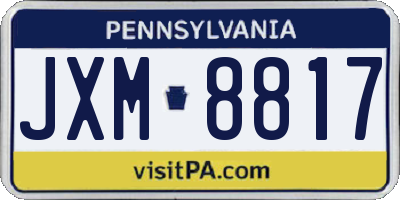 PA license plate JXM8817