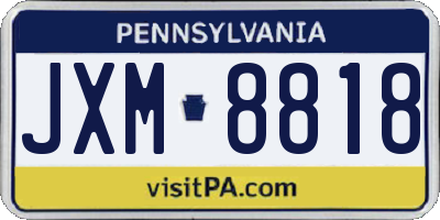 PA license plate JXM8818