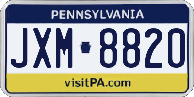 PA license plate JXM8820