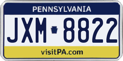 PA license plate JXM8822