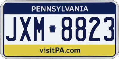 PA license plate JXM8823