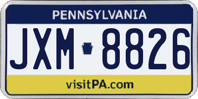 PA license plate JXM8826