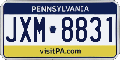 PA license plate JXM8831