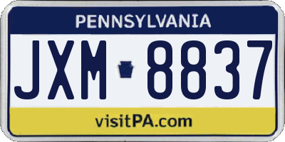 PA license plate JXM8837