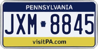 PA license plate JXM8845