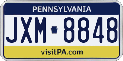 PA license plate JXM8848