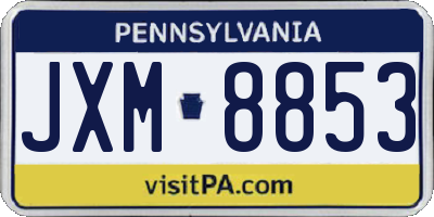 PA license plate JXM8853